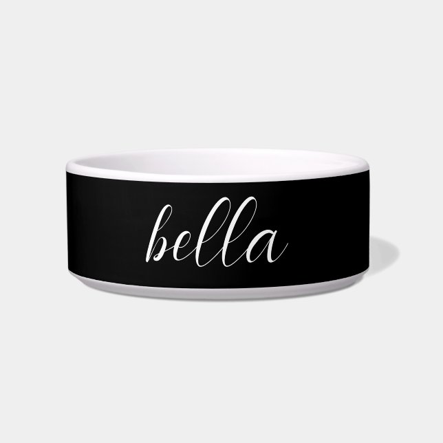 Modern Black Script | Personalized Pet Bowl (Front)