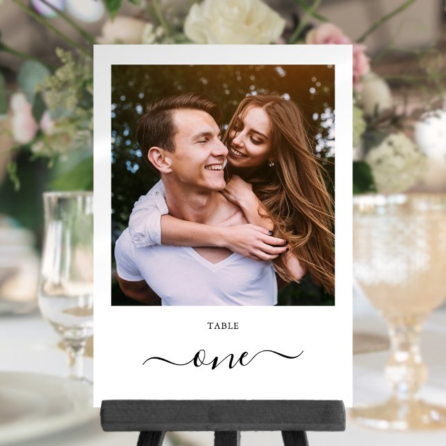 Modern Black Script Photo One Table Number (Modern Black Script Photo One Table Number)