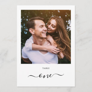 Modern Black Script Photo One Table Number
