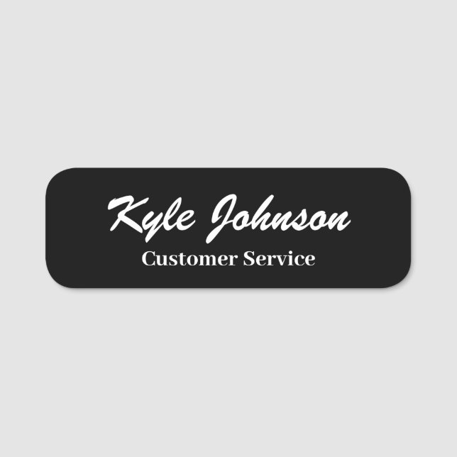 Modern Black Script Professional Personalize  Name Tag (Front)