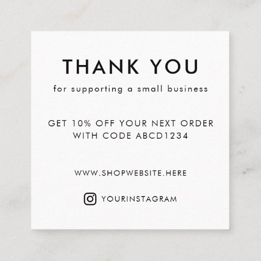 Modern Black Script Thank You Business Discount Zazzle