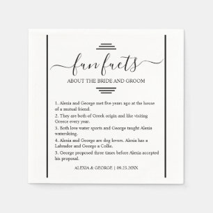 Modern black script typography Fun Facts wedding Napkins