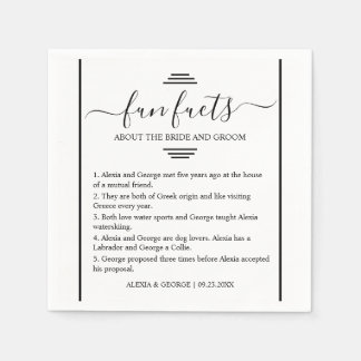 Modern black script typography Fun Facts wedding  Napkins