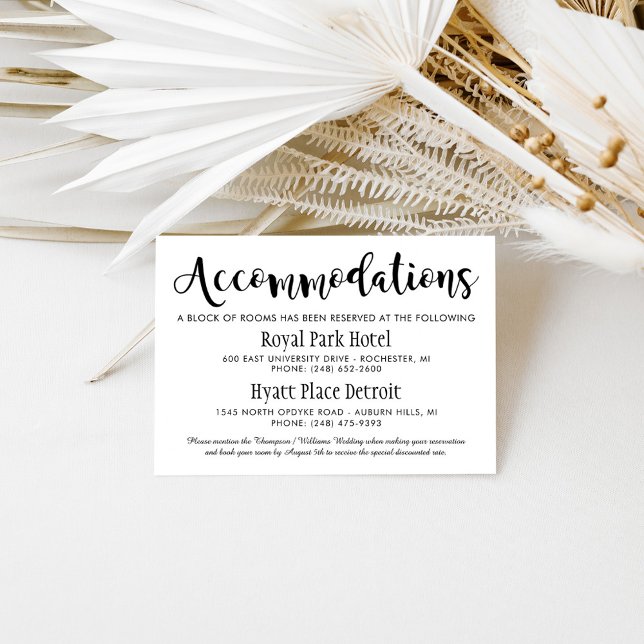 Modern Black Script Wedding Accommodations Enclosure Card (Creator Uploaded)
