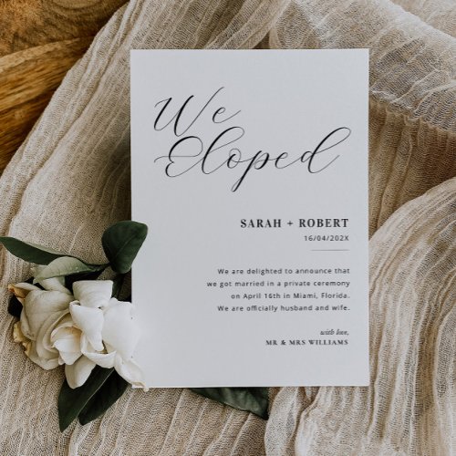 Modern black script wedding announcement