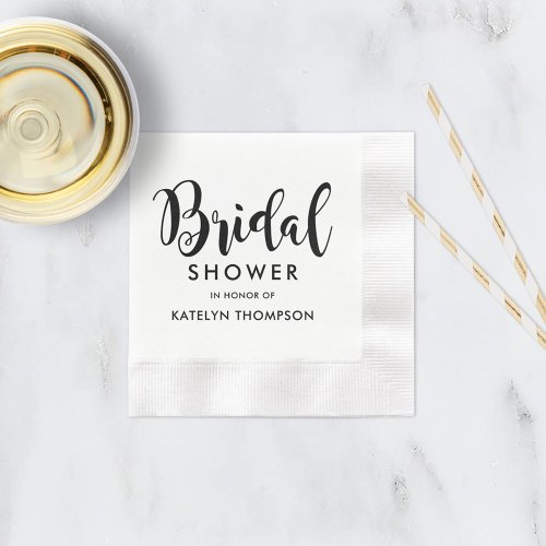 Modern Black Script Wedding Bridal Shower Napkins