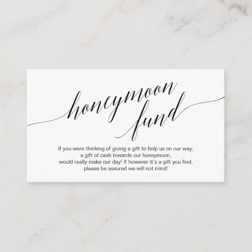 Modern black script Wedding Honeymoon Fund Enclosure Card
