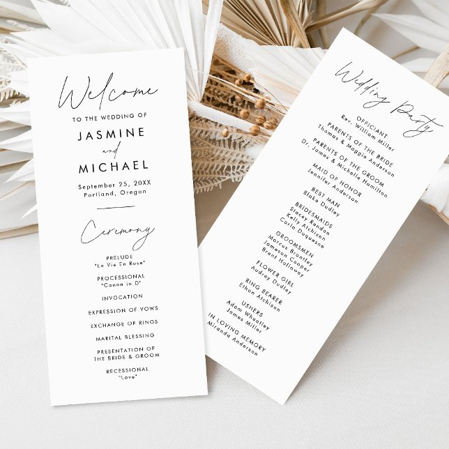 Modern Black Script Wedding Program (Creator Uploaded)