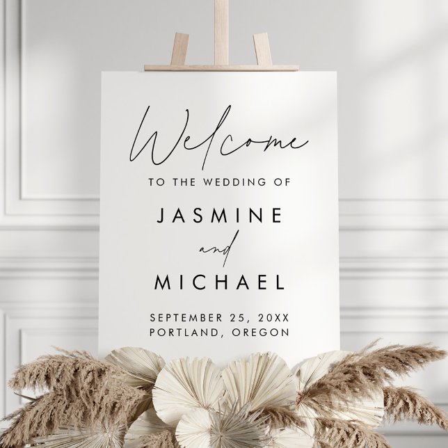 Modern Black Script Wedding Welcome Sign (Creator Uploaded)