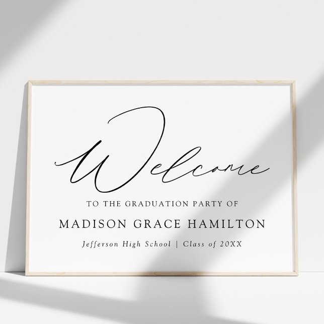 Modern Black Script Welcome Graduation Party Poster (Creator Uploaded)