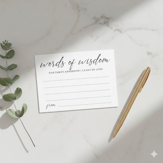 Modern Black Script Words of Wisdom Graduation Enclosure Card (Creator Uploaded)