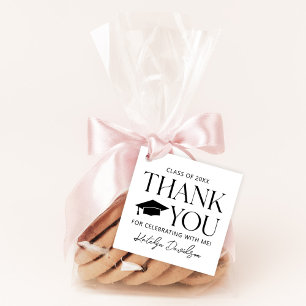 Modern Black Serif Graduation Thank You Favor Tags
