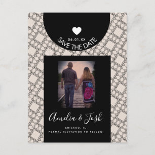 Modern Black Shapes Pattern Save the Date Postcard