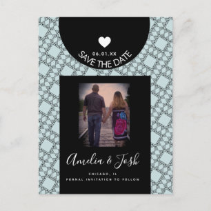 Modern Black Shapes Pattern Save the Date Postcard