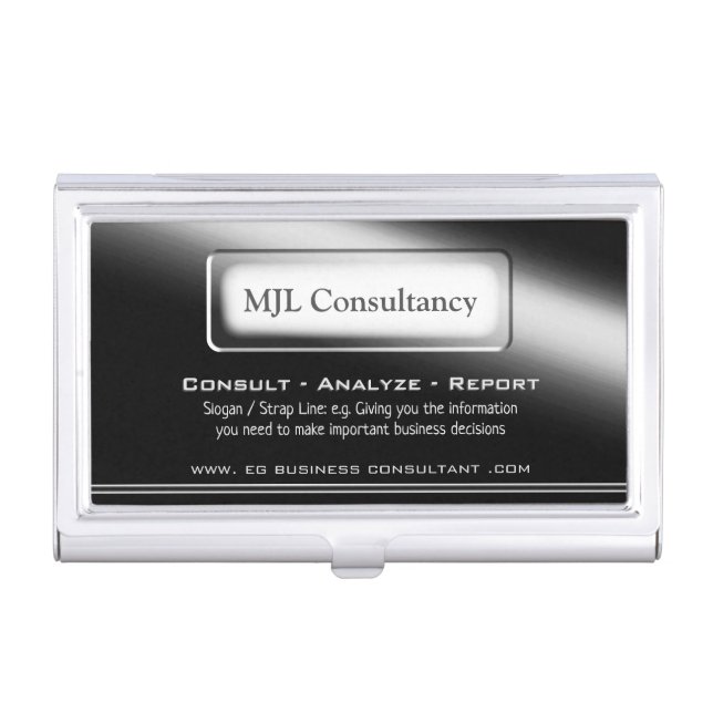 Modern black shine theme - Consultant Business Card Case (Front)
