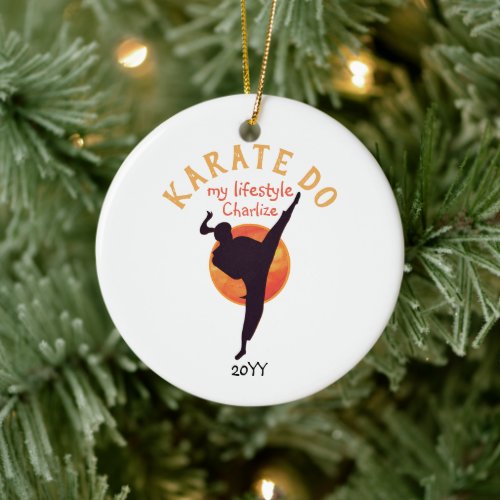 Modern Black Silhouette Martial Arts Japan Karate Ceramic Ornament
