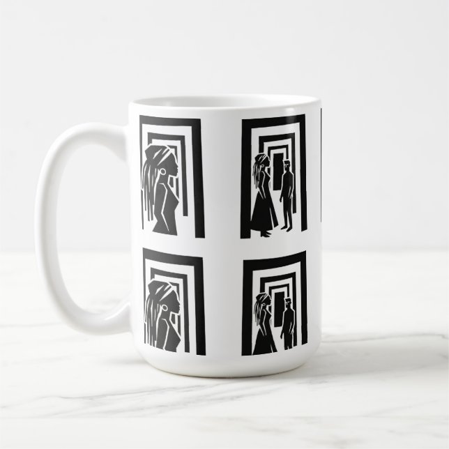 Modern Black Silhouette Unity Design Coffee Mug (Left)