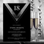 Modern Black Silver 18th Birthday Party Invitation<br><div class="desc">Invite your friends and loved ones with this modern black and silver 18th birthday party invitation that features a customizable text area that allows you to effortlessly include all the necessary details for your special birthday celebration, including the date, time, venue, and RSVP information. A variety of paper types and...</div>