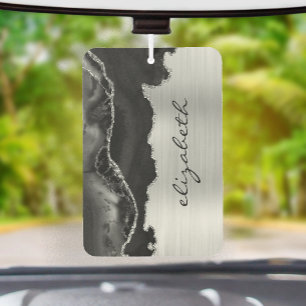 Modern Black Silver Agate Metallic Air Freshener