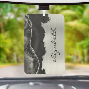 Modern Black Silver Agate Metallic Air Freshener