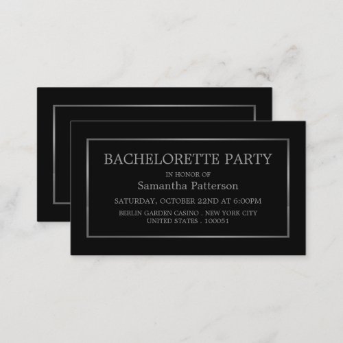 Modern Black  Silver Bachelorette Party Ticket