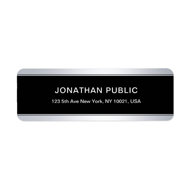 Modern Black Silver Background Template Popular Label (Front)