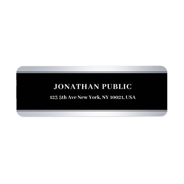 Modern Black Silver Elegant Template Chic Popular Label (Front)