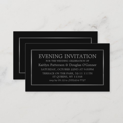 Modern Black  Silver Evening Event Ticket Invite