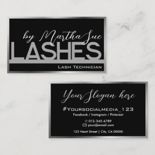 Modern Black Silver Gray Ombre Beauty Lashes Ideas Business Card