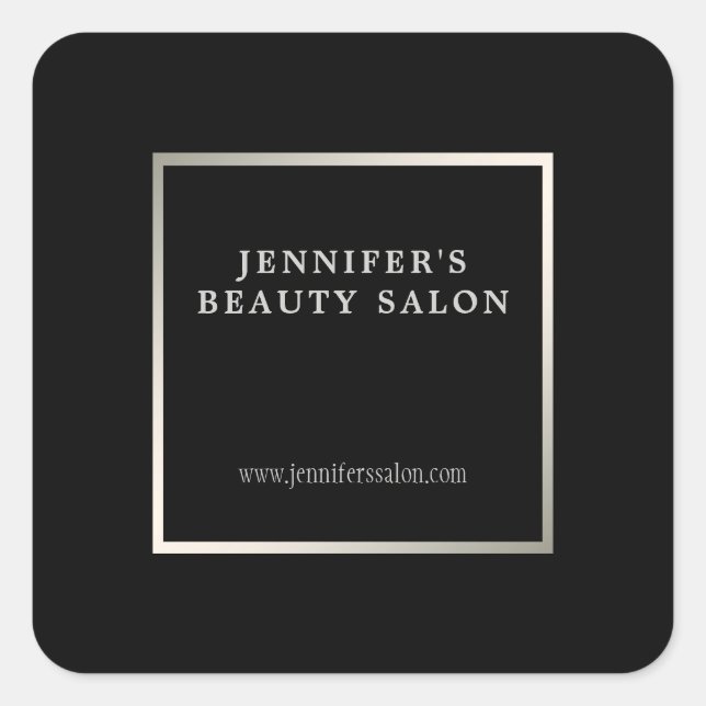 Modern black silver promotional professional square sticker (Front)