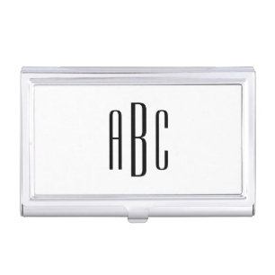 Modern Black Simple 3 Letter Monogram Business Card Case