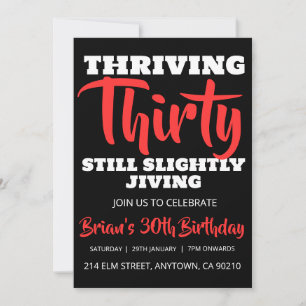 modern black simple adult 30th birthday invitation