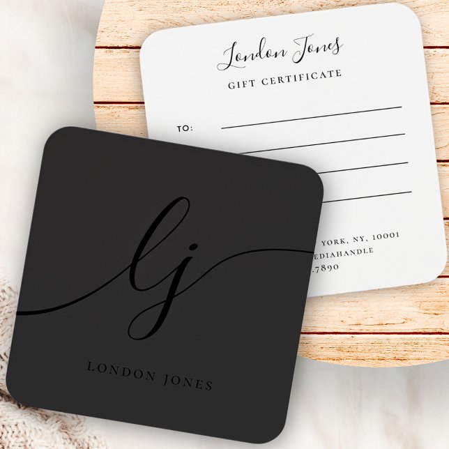 Modern Black Simple Calligraphy Gift Certificate (Creator Uploaded)