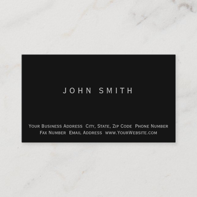Modern Black Simple Minimal Business Card (Front)