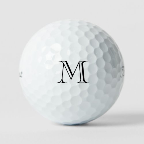 Modern Black Simple Monogram Titleist Pro V1 Golf Balls