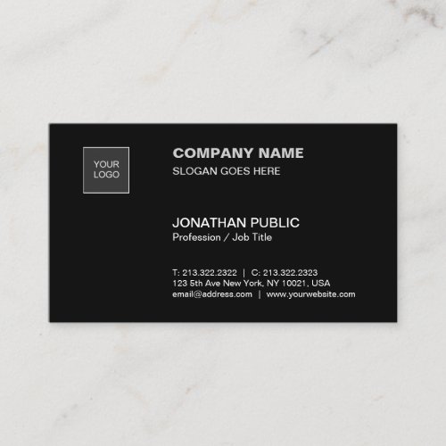Modern Black Simple Plain Professional Corporate Business Card