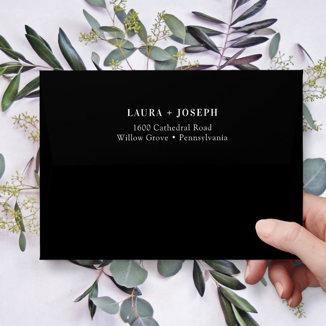 Modern Black Simple Wedding Address Envelope (Creator Uploaded)