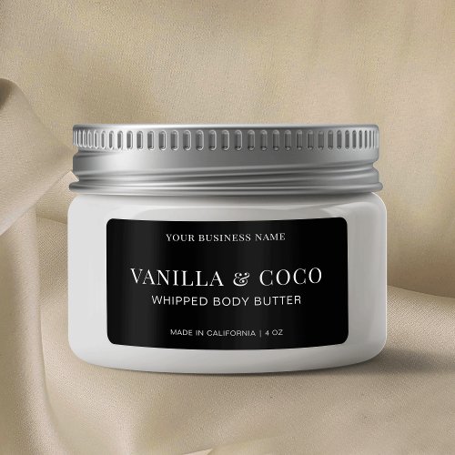 Modern Black Simple Whipped Body Butter Product Label