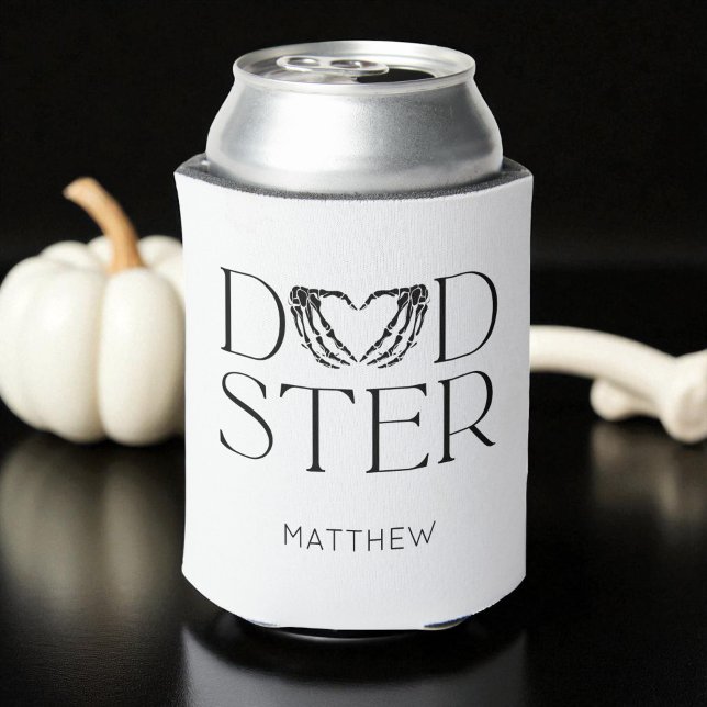 Modern Black Skeleton Scary Dadster Halloween Dad Can Cooler (Modern Black Skeleton Scary Dadster Halloween Dad Can Cooler)