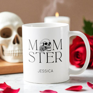 Modern Black Skull Scary Momster Halloween Mom Coffee Mug