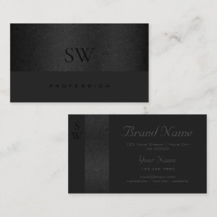 Modern Black Snake Pattern Dark Colors Monogram Business Card