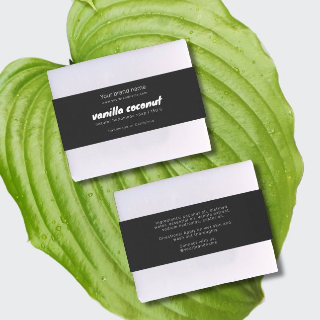 Modern black soap packaging ingredients wrap label (Creator Uploaded)