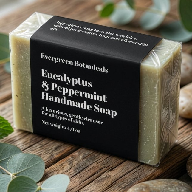Modern Black Soap Packaging Label (Creator Uploaded)