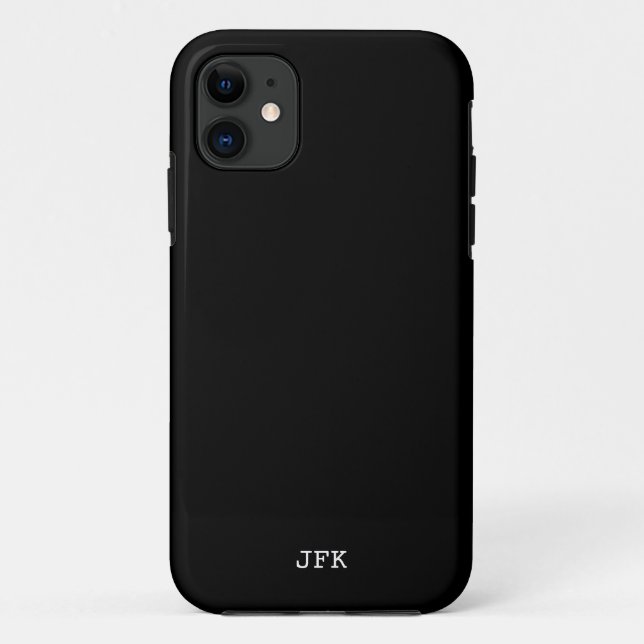 Modern black solid white initials custom  Case-Mate iPhone case (Back)