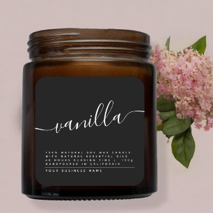 Modern black soy candle label