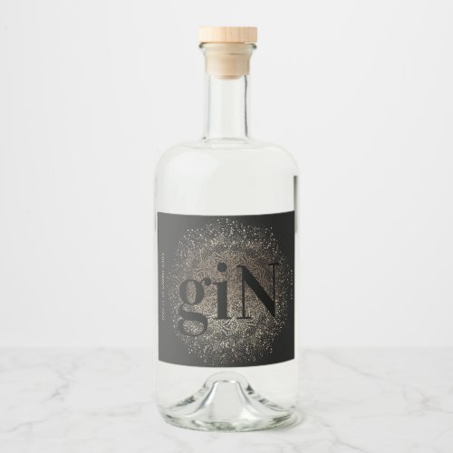 Modern Black Sparkle Embossed Bold Simple Gin Liquor Bottle Label