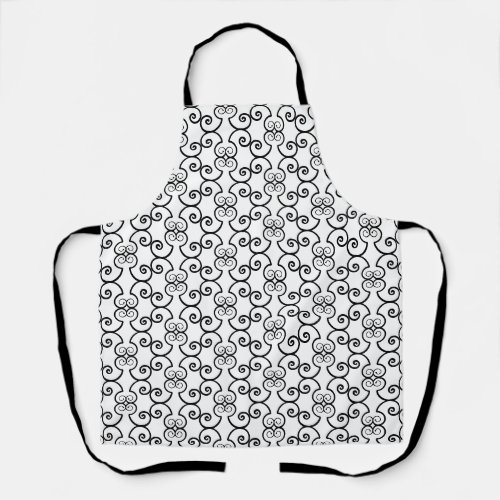 Modern black spiral vector pattern on white apron