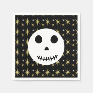 Modern Black Spooky Halloween Skull Napkins