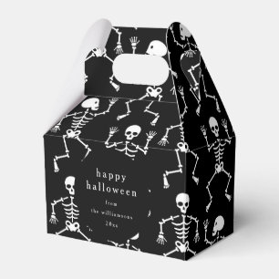 Modern Black Spooky Skeleton Halloween Custom Favor Boxes