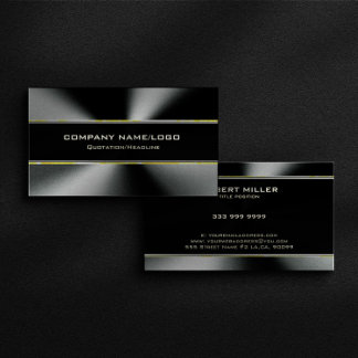 Modern Black Stainless Steel & Gold Accents Business Card